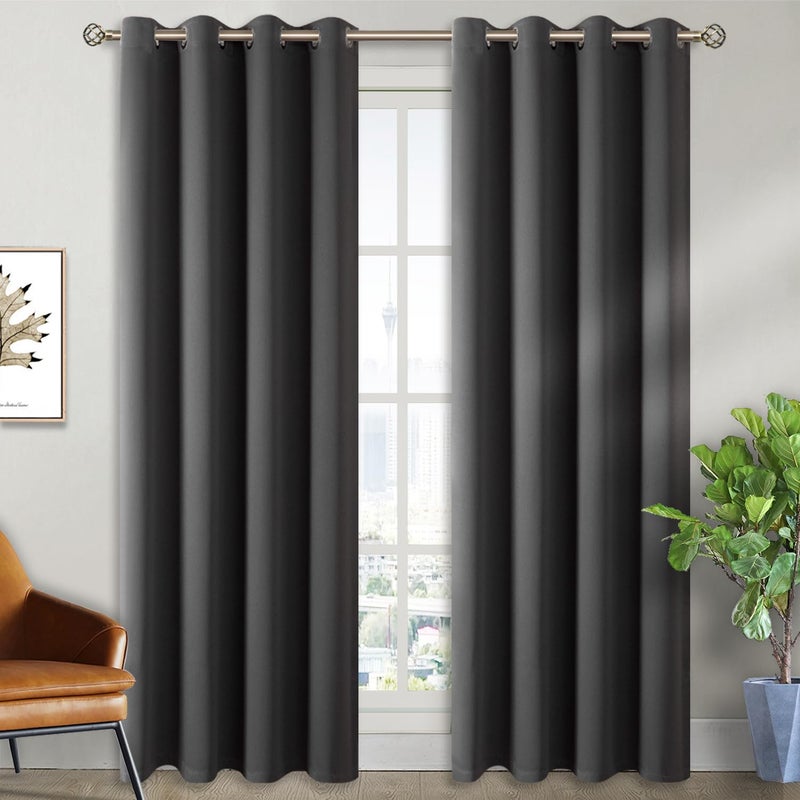 BGment Blackout Curtains - Grommet Thermal Insulated Room Darkening Bedroom and Living Room Curtain, Set of 2 Panels (52 x 84 Inch, Dark Grey) - Image 1